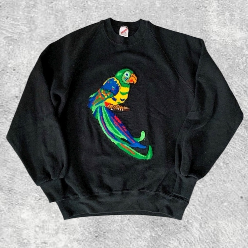 Parrot Bird Vtg 1990s Jerzees Crewneck Sweatshirt Women’s Size XL fits M